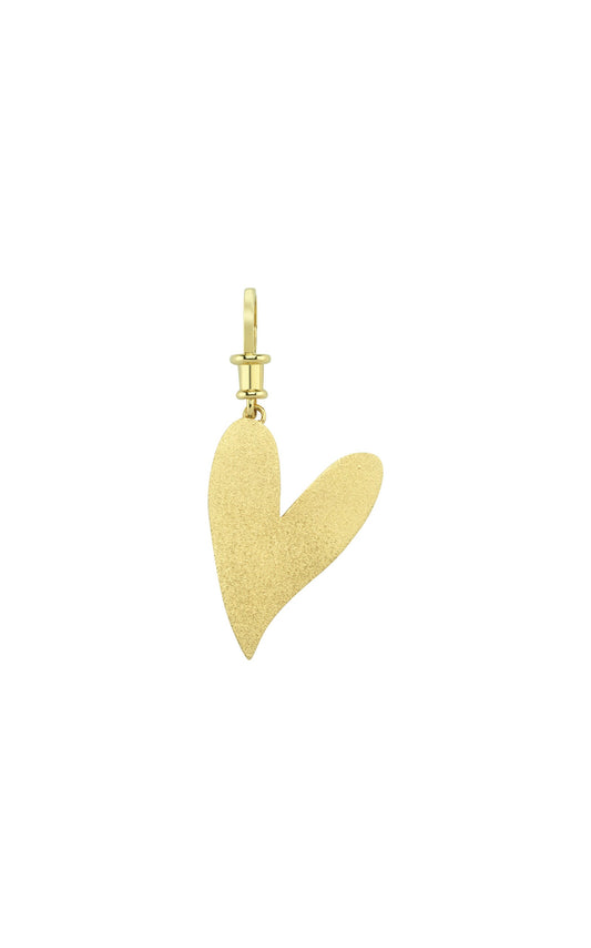 Big Heart Pendant with Hook in Frosted Gold with Small Link Chain