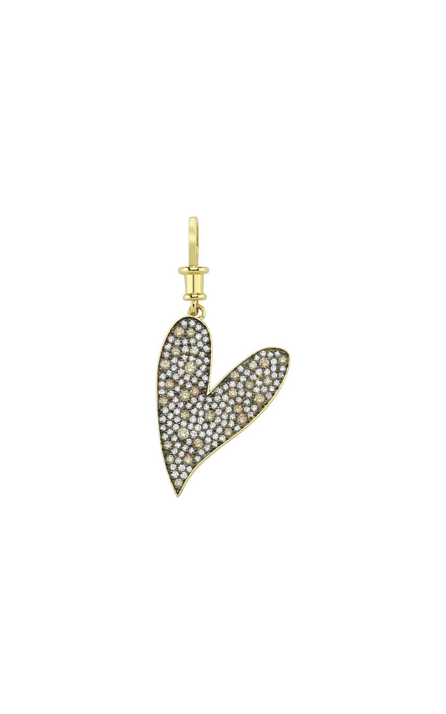 Big Heart Pendant with Hook in Diamonds & Champagne Diamonds with Large Link Chain