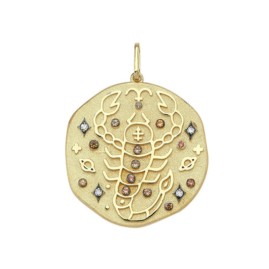 Scorpio Auspicious Stone Topaz and Diamond Locket Pendant