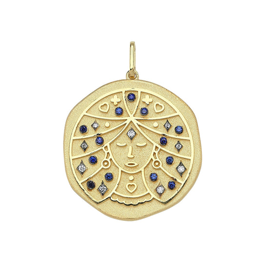Virgo Auspicious Stone Sapphire and Diamond Locket Pendant