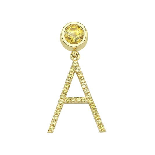 Small Size Citrine Pave Letter Earring (Single)