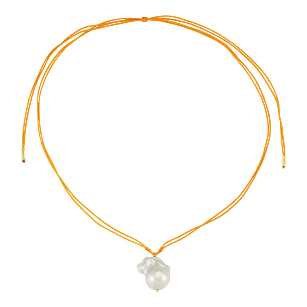 Colored String Necklace with Large Size Baroque Pearl