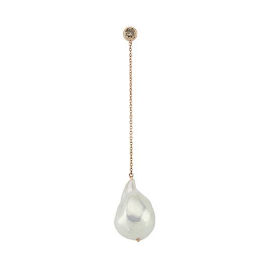 Medium Baroque Pearl Short Chain with a Champagne Diamond Stud (Price for single)
