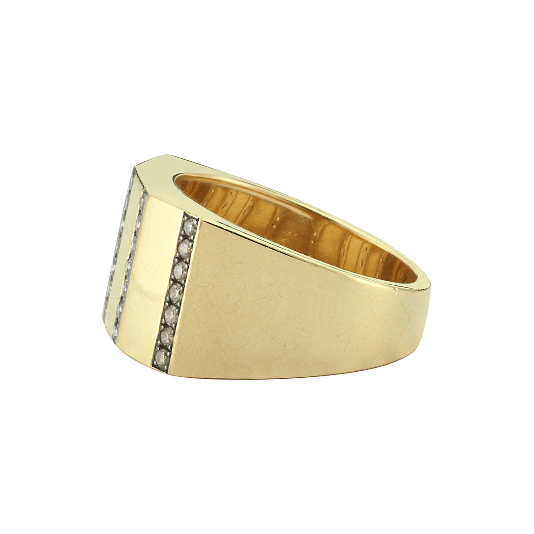 Geometric Ring Large with Champagne Diamonds