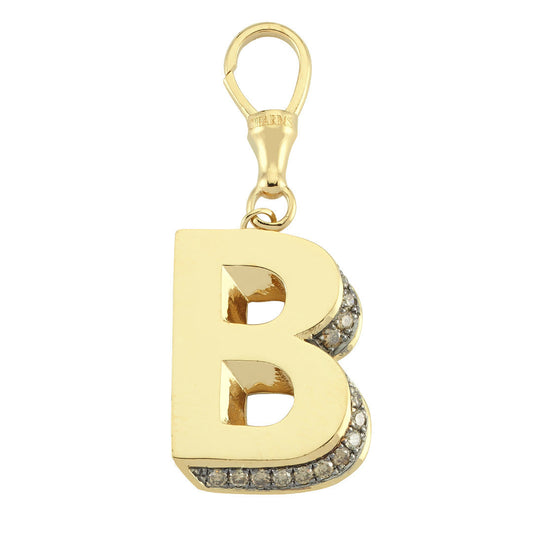 3D Letter Hook Charm with Champagne Diamonds