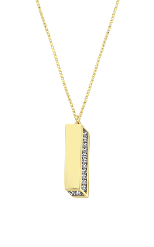 3D Letter I Necklace With Diamonds