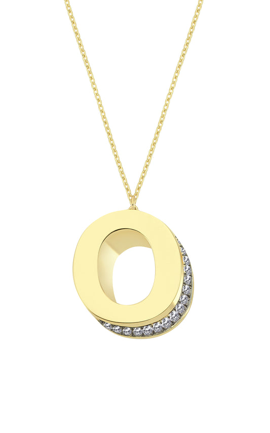 3D Letter O Necklace With Diamonds