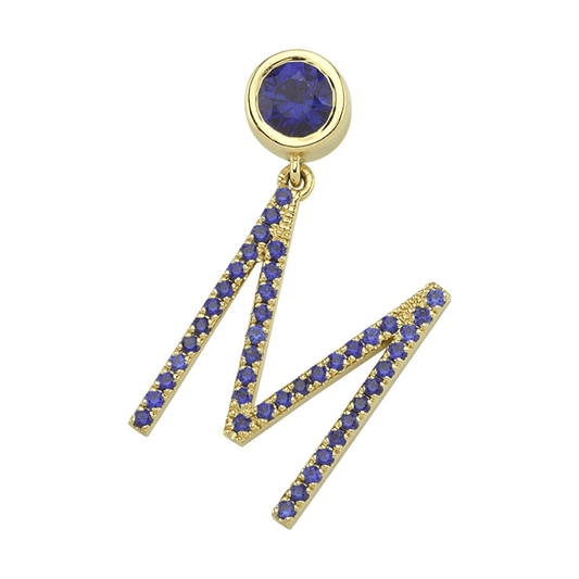 Small Size Sapphire Pave Letter Earring (Single)