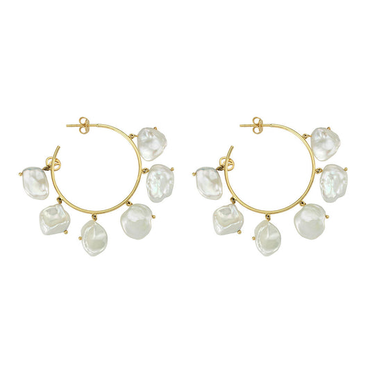 Medium Size Pearl Hoops (Price for Double)