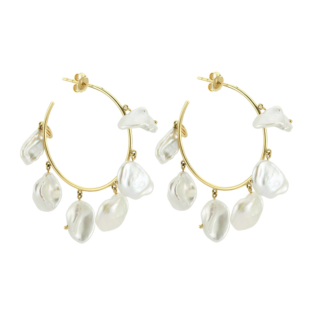 Medium Size Pearl Hoops (Price for Double)