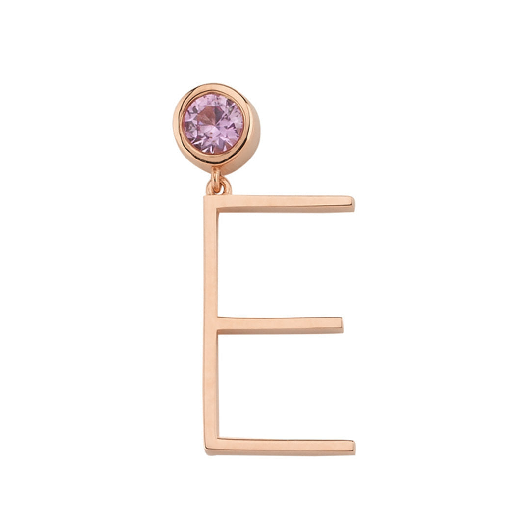 Small Size Pink Sapphire Rose Letter Earring (Single)