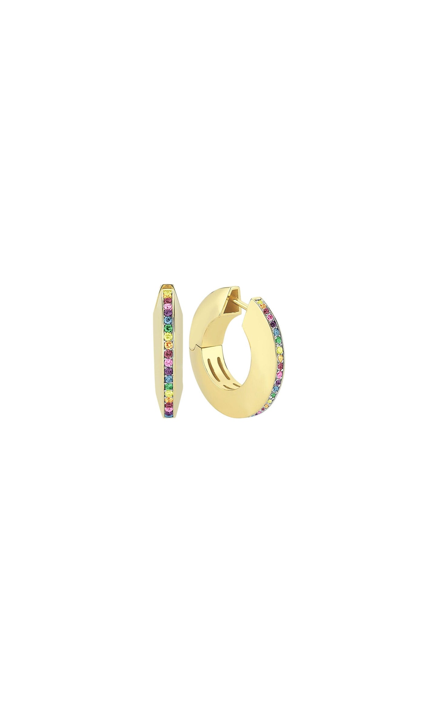 Rainbow Sapphire Line Small Hoop (Single)