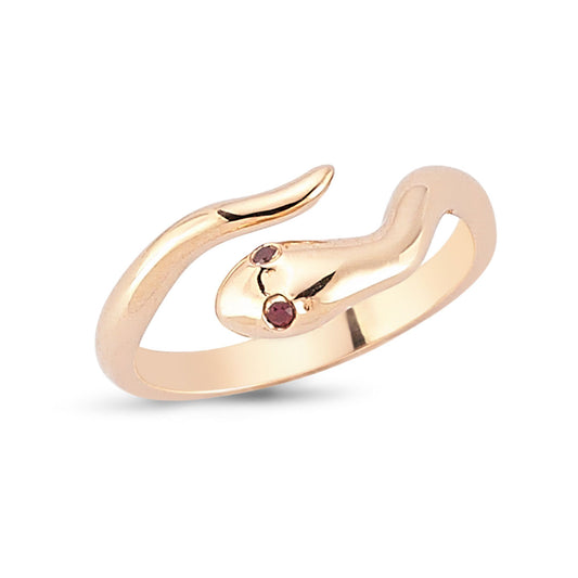 Ruby Gold Tiny Snake Ring