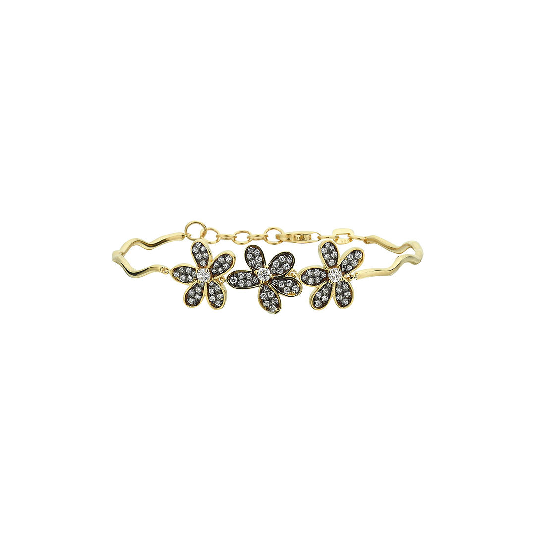 Rebellion Bracelet With Diamond Flowers